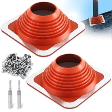 Imagem de Yaocom 2 peças #6 Od 4-3/4'' - 25.6 cm silicone de alta temperatura tubo de teto piscante kit de botas chaminé telhado macacos bota de ventilação para casas serve para tubos