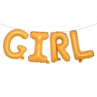 Imagem de Letras de balão de 40,6 cm para meninos ou meninas | Balões reveladores de gênero, decorações de revelação de gênero | Decorações de chá de bebê (laranja menina)