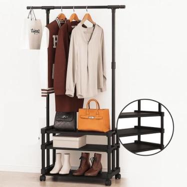 Imagem de Arara De Roupas Closet Com 3 Prateleiras E Cabideiro - Genérica