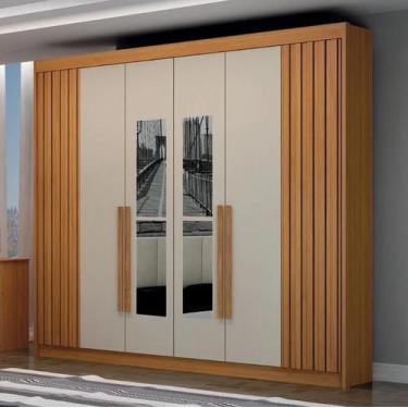 Imagem de Guarda Roupa São Carlos Ripado Cinamomo/Off - Leifer - Leifer Móveis L