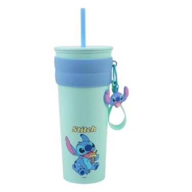 Imagem de Copo Stitch Disney Aço Inox com Chaveiro De silicone Miniso