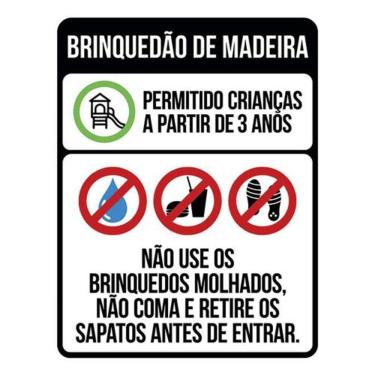 Imagem de Kit 3 Placas Brinquedão De Madeira Regras Uso 36X46