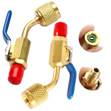 Imagem de Tanques de refrigerante A2L R-32 R-454B 2 peças adaptador de refrigerante A2L 1/10.2 cm alargador fêmea x 1/10.2 cm adaptador de mangueira de válvula esférica flare macho