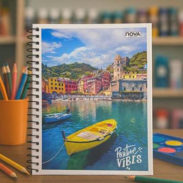 Imagem de Caderno Pequeno 48 Folhas Capa Fléxivel Positive Vibes Tamanho Um Quar