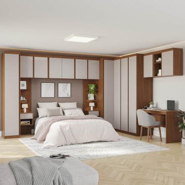 Imagem de Guarda-roupa Modular 13 Peças 13 Portas Arani Cabecasa Madeiraoriginals Cinamomo / Off White