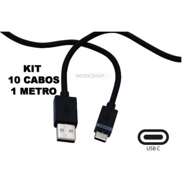 Imagem de Kit 10 Cabos USB Tipo C de 1 Metro – Economia e Durabilidade Máxima