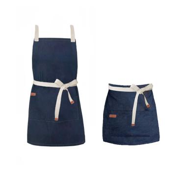 Imagem de Avental Jeans de Cintura Algodao Cafeteria Bar Vegano 2un