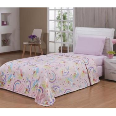 Imagem de Cobertor Manta Microfibra Solteiro 01 Peça (Toque Aveludado) (Unicornio Magico Rosa)
