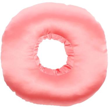 Imagem de Travesseiro de piercing de orelha para pessoas que dormem de lado, 27 cm de diâmetro, diâmetro interno oco de 5 a 8 cm, material de seda sintética de qualidade, travesseiro de donut para dor de ouvido