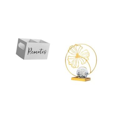 Imagem de Fenteer Organizador de Controle Remoto de Madeira Retrô E Suporte Decorativo de Ferro com Folha para Mesa de Cabeceira, Sofá, Escritório, Estante, Mesa de Qua