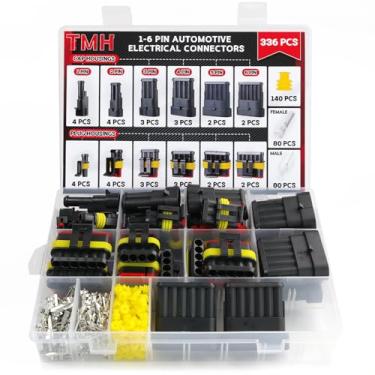 Imagem de TMH Kit de conectores elétricos de 336 pinos 1/2/3/4/5/6 AWG 22-16, conectores de terminal de fio elétrico automotivo pino macho e fêmea automotivo para carro, caminhão, motocicleta, barco marítimo