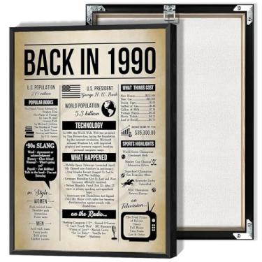 Imagem de Bizabud Vintage Back In 1990 Poster 90s What Happened Canvas Wall Art Year 1990 In Review Funny Facts Birth Newspaper Prints Painting For Living Room Office Wall Decor 30 x 40 cm Sem moldura