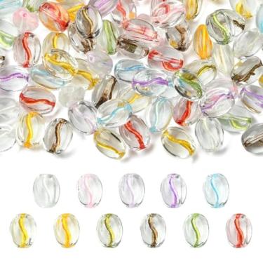Imagem de UR URLIFEHALL 100 peças de contas aleatórias de vidro em grão de café, mini contas ovais de comida, para colar faça você mesmo, pulseira, brinco, chaveiro, fabricação de joias