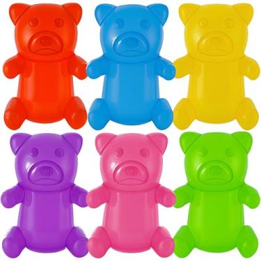 Imagem de Ursinhos de goma infláveis de 61 cm, pacote com 6 brinquedos grandes de piscina, decorações de festa, adereços divertidos para cabine de fotos, suprimentos para festa de aniversário