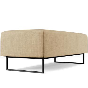 Imagem de Puff Decorativo Sala de Estar Bali W01 Base Ferro 120x50 cm Linho Bege Escuro - Lyam Decor