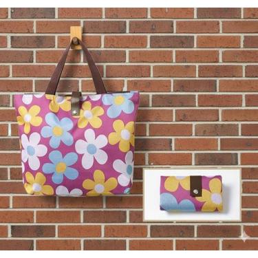 Imagem de Bolsa Dobrável Floral De Praia Viagem Com Zíper Linda Grande - Moment,