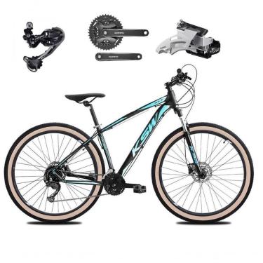 Imagem de Bicicleta Aro 29 Ksw Xlt Deore E Altus 27v Freio Hidráulico Garfo Trava Pneu Faixa Bege - Preto/azul Tam.15