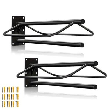 Imagem de Fsehyue 2 peças 60,5 cm C x 12,6 L x 18,5 A rack de sela com barra de almofada suporte de parede resistente adequado para selas inglesas e ocidentais cavalo estábulo celeiro trailer sala de aderência