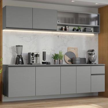 Imagem de Armário De Cozinha Completa Suspenso 240Cm Cinza
