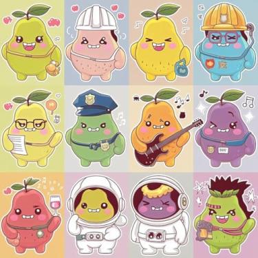 Imagem de Adesivo decorativo infantil Kawaii para quarto, parede e caderno colorido divertido 40x40cm