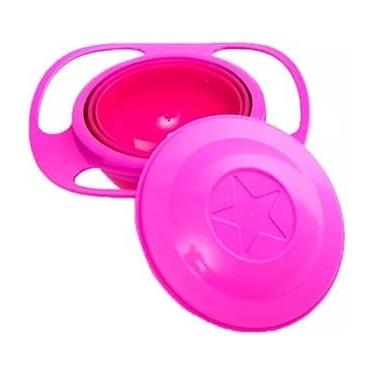 Imagem de Prato Giratório Infantil 360°, Tigela Anti-Derramamento, para Crianças e Bebês (ROSA CHOQUE)