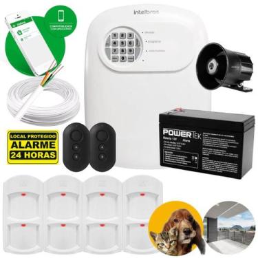 Imagem de Kit Alarme Com 4 Sensores De Presença Semi-aberto Pet - INTELBRAS