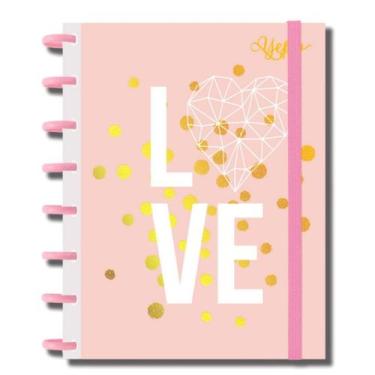 Imagem de Caderno Capa Dura Com Discos Feminino 10 Matérias 160 Folhas Pautadas 