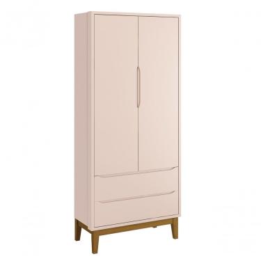 Imagem de Guarda-roupa Retrô 2 Portas Classic New Rosa Fosco Com Madeira - Reller