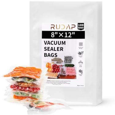 Imagem de Sacos seladores a vácuo, 100 peças, sacos pré-cortados de 20 x 30 cm para economia de alimentos, sem BPA, sacos de vedação de alimentos para armazenamento, preparação de refeições, sous vide