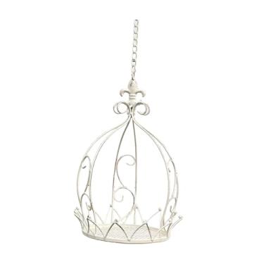 Imagem de KiBcsLic Suporte para vaso de flores suspenso em formato de, para decoração de jardim, ideal para pequenos vasos de flores, estrutura em ferro, 25x35cm, Branco