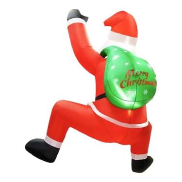 Imagem de Esquirla Papai Noel inflável de Natal de 1,80 m para pendurar, com sacola de presentes inclusa. Decoração natalina fácil de montar para o jardim e festas.