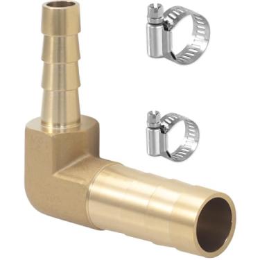 Imagem de Sctihwelire Adaptador de encaixe de farpa de mangueira de cotovelo redutor de latão, 3/8 (10 mm) a 1/4 (6 mm) redutor de emenda com braçadeiras de aço inoxidável kit de reparo de mangueira de ar para