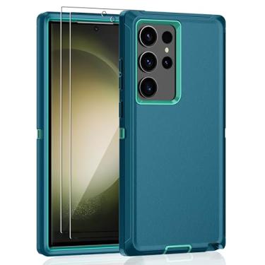 Imagem de Capa para Samsung Galaxy S23 Ultra, capa S23 Ultra com [2 unidades] protetor de tela HD, [grau militar] à prova de choque à prova de poeira/queda, 3 camadas, capa resistente para Galaxy S23 Ultra,