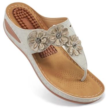 Imagem de FUDYNMALC Sandálias femininas de plataforma: chinelos elegantes de verão confortáveis plataforma ortopédica calçados casuais para caminhada, Cinza claro, 41