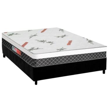 Imagem de Cama Box Casal: Colchão Anatômico Plumatex D28/ep Falcon Ultra Firme + Base Crc Suede Black(138x188)