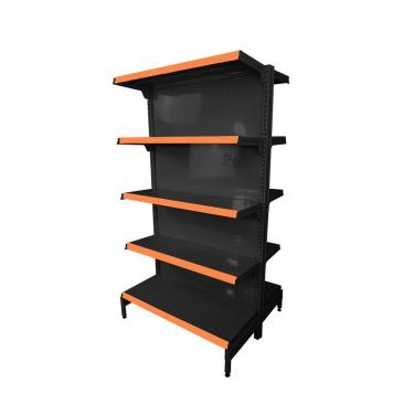 Imagem de Gôndola Prateleira Preta Para Supermercado 5 Níveis 40x30 New Plus 1,70 Central Inicial Pe Laranja - Sa Gôndolas