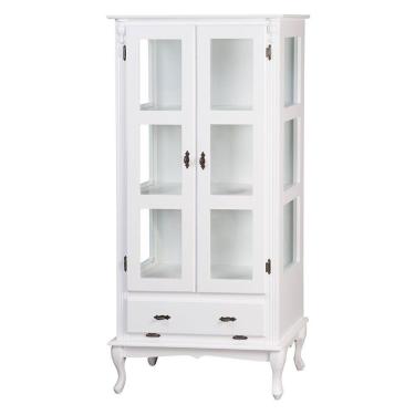 Imagem de Cristaleira Alta com 2 Portas de Vidro 1 Gaveta Branca