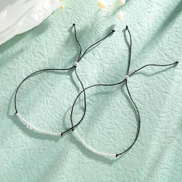 Imagem de Pulseiras de texto Morse Code para mulheres, 2 peças, pulseiras combinando distância para casais, presentes Pinky Promise Best Friend Always Together amizade, Natal, aniversário, amizade, presentes