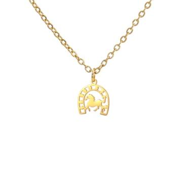 Imagem de UNIFT Colar de ferradura da sorte para mulheres de aço inoxidável com pingente de cavalo e ferradura de animal presente para amantes de cavalos e equestres, Adjustable, Aço inoxidável, Sem Pedra