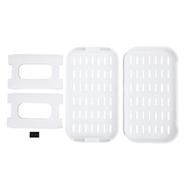 Imagem de Rack de armazenamento de mesa de camada dupla Cerca de grande capacidade Design Rack de armazenamento de plástico de mesa para cosméticos brancos para penteadeira de escritório