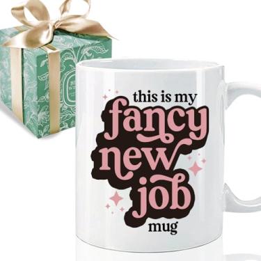 Imagem de Puouoonyi New Job Gifts for Women - This is My Fancy New Job Mug 325 ml, presente de promoção de emprego para mulheres, presentes de saída de emprego, presente de despedida de colega de trabalho