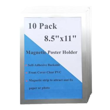 Imagem de Suporte magnético para sinalização de parede de 21 x 27 cm, suporte de parede autoadesivo, moldura magnética para documentos, janela de porta, janela para janela, porta/geladeira, suportes de papel