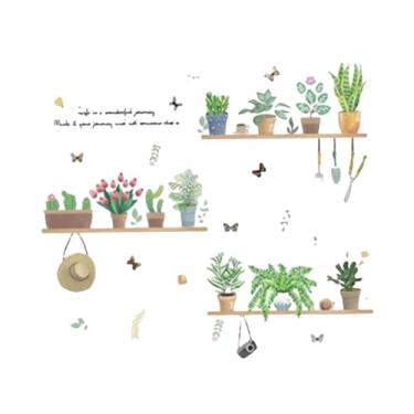 Imagem de XLWLLNJ Adesivos de Parede, Arte de Parede, Murais, Fundo de TV, Pôster, Papel de Parede Decorativo, Adesivos de Parede Removíveis para Sala de Aula, Quarto, Plantas em vasos
