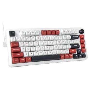 Imagem de E-YOOSO Teclado Mecânico Gamer 75% Com Fio, Som Cremoso, Interruptores Lineares Pré-Lubrificados E Intercambiáveis, Estrutura De Vedação, Controle Por Botão, Retroiluminação Rgb, Compacto Personaliz