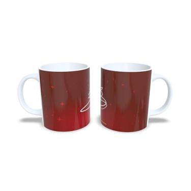 Imagem de Caneca de Cerâmica Branca com Tema de Natal, 325ml, Decoração Natalina com Bolas Douradas e Estrelas (5)