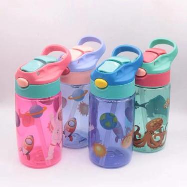 Imagem de Garrafa Squeeze Cazza Anime com Bico e Canudo 500ml - Item Sortido, Un