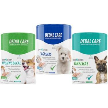 Imagem de Kit Dedal Care PetClean Dedeiras Umedecidas Limpa Lágrimas, Limpa Orelhas e Higiene Bucal, 30 dedeiras cada