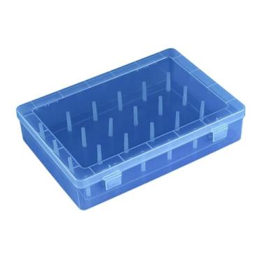 Imagem de Fancyes Caixa organizadora para linhas de costura, porta-carretéis para quilting doméstico, recipiente transparente e à prova de poeira, organizador para, Azul