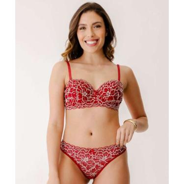 Imagem de Calcinha Fio Dental Recorte Tule E Bordado Marisa Verm-48004, Vermelho