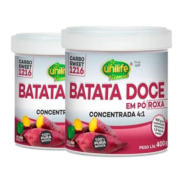 Imagem de Kit 2 Batata Doce Roxa Em Pó 100% Pura 400G Unilife
